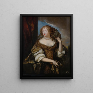 Portrait painting of a lady - Constantijn Netscher — framed artwork on a wall