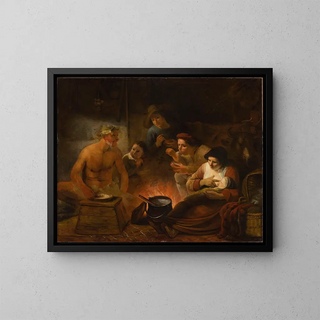 Satyr among the peasants - Constantijn van Renesse — framed artwork on a wall