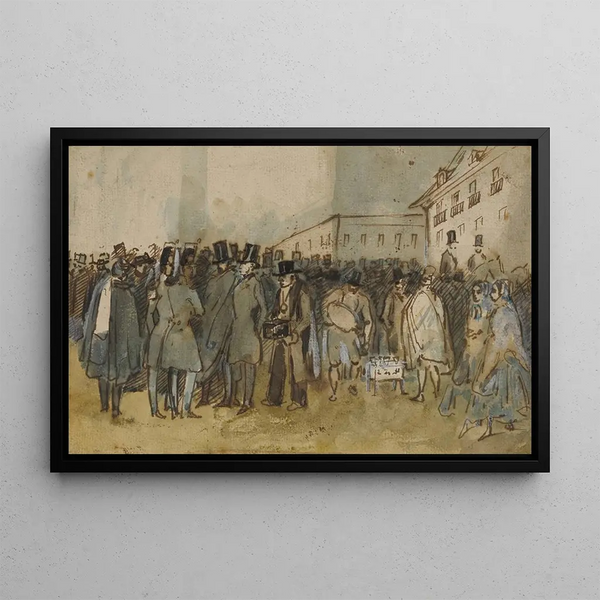 A street scene in Spain - Constantin Guys — framed artwork on a wall