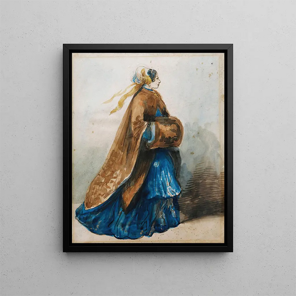 A lady in an elegant dress - Constantin Guys — framed artwork on a wall