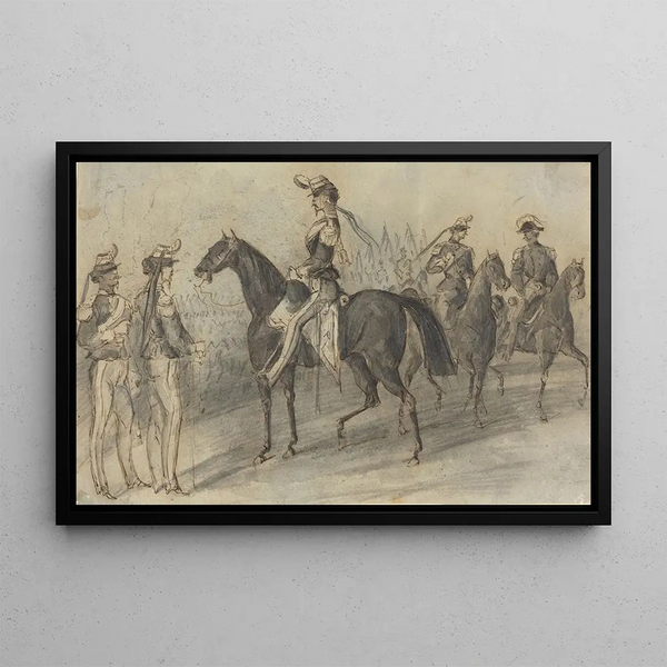 Military Parade Painting - Constantin Guys — framed artwork on a wall