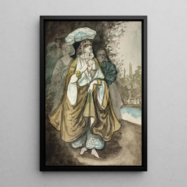 One of the Ladies of the Harem - Constantin Guys — framed artwork on a wall