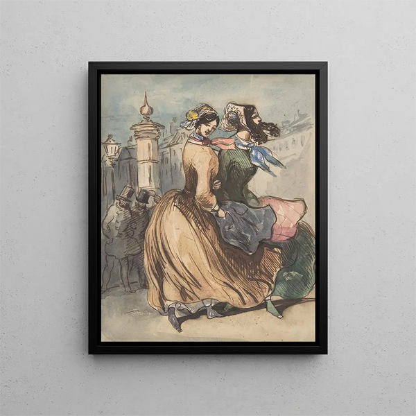 Deux Grisettes - Constantin Guys — framed artwork on a wall