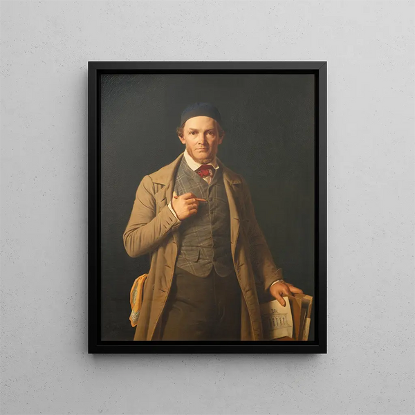 Portrait of Gottlieb Bindesbøll - Constantin Hansen — framed artwork on a wall