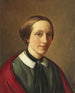 Portrait of Michala Ingerslev f. Aagaard d'Iselingen in a black dress and red shawl - Constantin Hansen — artwork view