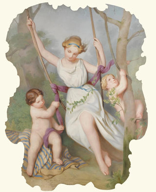 Girl on a Swing with Two Children - Continental School — artwork view