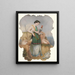 Girl with Two Children, Dog and Birds - Continental School — framed artwork on a wall