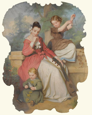 Girl with Two Children Playing Music - Continental School — artwork view