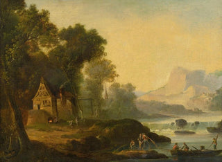 River landscape with figures - Continental School — artwork view