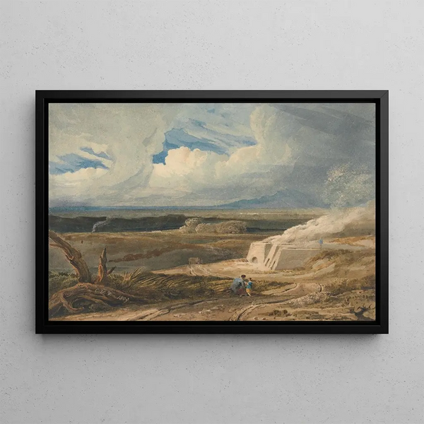 Landscape with Lime Kiln - Copley Fielding — framed artwork on a wall