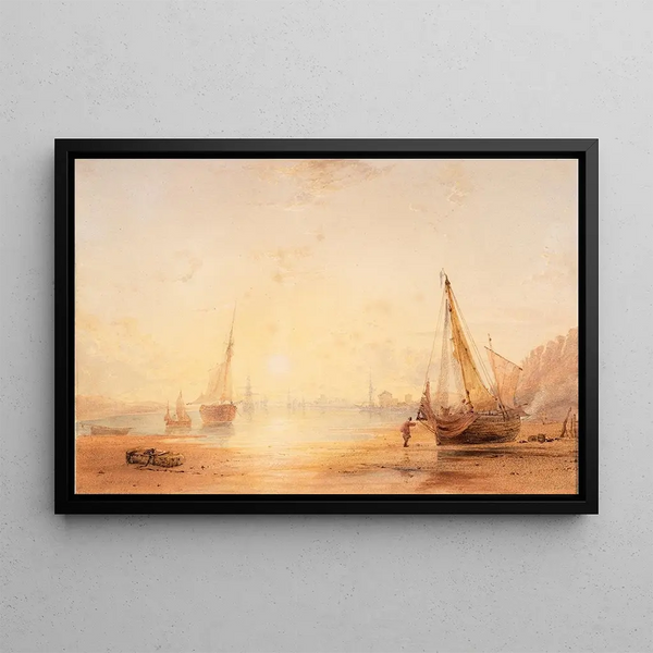 Port of Shoreham Sussex - Copley Fielding — framed artwork on a wall