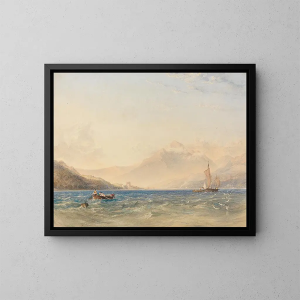 The head of Loch Fyne with Dindarra Castle - Copley Fielding — framed artwork on a wall