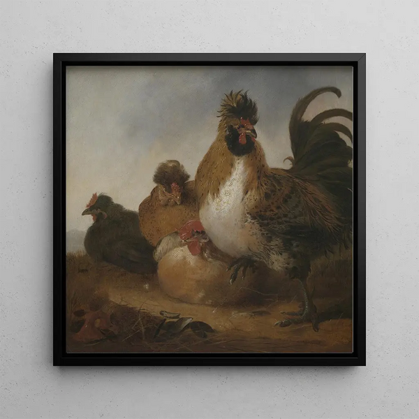 Coq et poules, type d'objet - Aelbert Cuyp — framed artwork on a wall