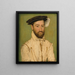 Portrait of a bearded gentleman wearing a black beret and white plumage - Corneille de Lyon — framed artwork on a wall