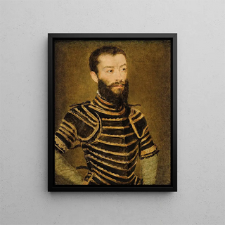 Portrait of a man in armor - Corneille de Lyon — framed artwork on a wall