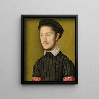 Portrait of a Young Man Probably a Royal Officer - Corneille de Lyon — framed artwork on a wall