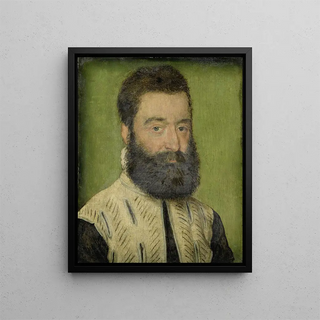 Portrait painting of Barthélemy Aneau, director of the College of the Trinity in Lyon - Corneille de Lyon — framed artwork on a wall