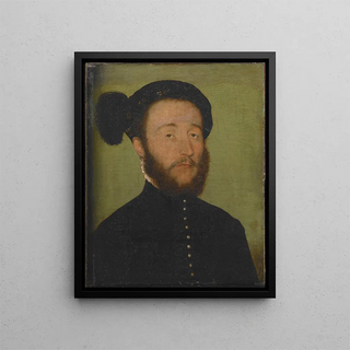 Portrait of René du Puy du Fou - Corneille de Lyon — framed artwork on a wall
