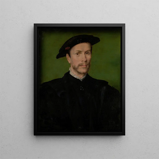 Portrait of a bearded man in black - Corneille de Lyon — framed artwork on a wall