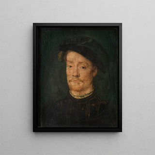 Portrait of a man (case conflict) - Corneille de Lyon — framed artwork on a wall
