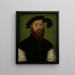 Portrait of a man with a hat with black feathers - Corneille de Lyon — framed artwork on a wall