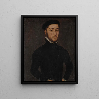 Portrait of a gentleman (Case Conflict) - Corneille de Lyon — framed artwork on a wall