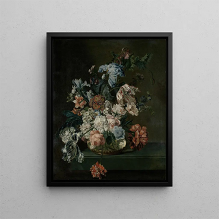 Still life with flowers - Cornelia van der Mijn — framed artwork on a wall