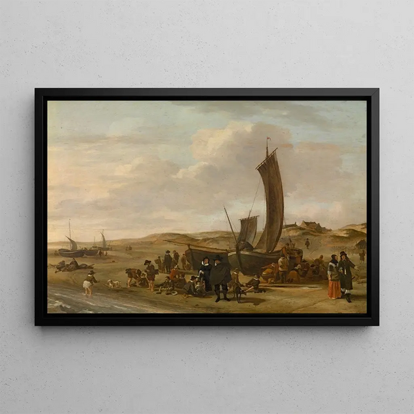 La plage de Scheveningen - Cornelis Beelt — framed artwork on a wall