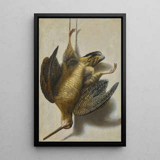an illusion with a woodcock hanging in front of a wall - Cornelis Biltius — artwork view