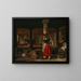 a Servant Pumping Water in a Kitchen Interior - Cornelis Bisschop — framed artwork on a wall