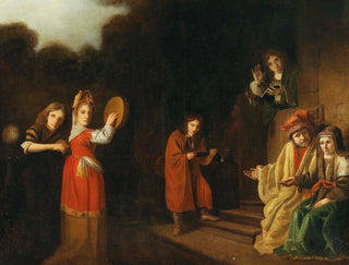 Family Portrait Painting in an Old Testament Frame - Cornelis Bisschop — artwork view