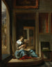 a woman peeling an apple - Cornelis Bisschop — artwork view