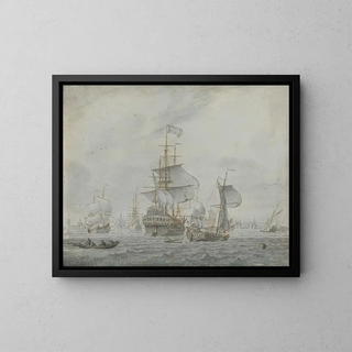 Navigation dans une brise venteuse - Cornelis Bouwmeester — framed artwork on a wall