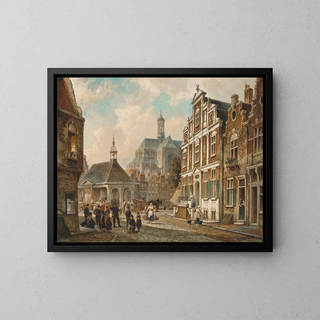 The Fish Market in Groningen - Cornelis Christiaan Dommelshuizen — framed artwork on a wall