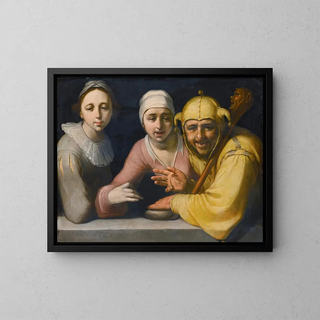 A madman with two women - Cornelis Cornelisz van Haarlem — framed artwork on a wall