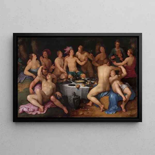 Feast of the Prodigal Son Luke 15:11-13 - Cornelis Cornelisz van Haarlem — framed artwork on a wall