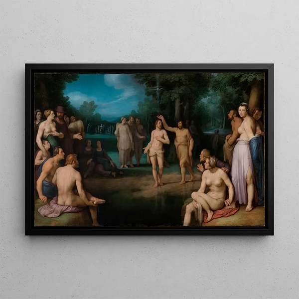 The Baptism of Christ - Cornelis Cornelisz van Haarlem — framed artwork on a wall