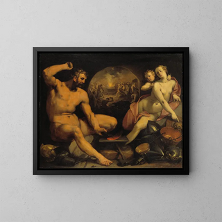 Venus and Vulcan - Cornelis Cornelisz van Haarlem — framed artwork on a wall