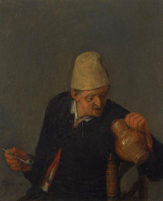 a peasant holding a jug and a pipe - Cornelis Dusart — artwork view
