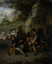 Inn in the countryside with hurdy-gurdy player - Cornelis Dusart — artwork view