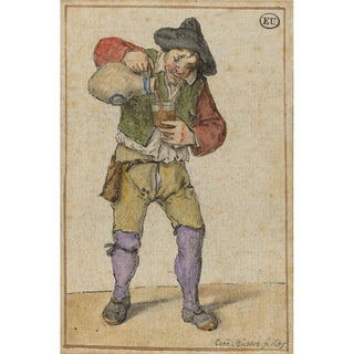 Peasant painting filling a glass - Cornelis Dusart — artwork view