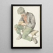 Reproduction of the painting of a seated man reading to the left - Cornelis Dusart