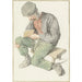 Reproduction of the painting of a seated man reading to the left - Cornelis Dusart
