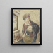 a ragged farmer at a window with a jug in hand - Cornelis Dusart — framed artwork on a wall