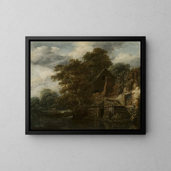 Landscape with a Mill - Cornelis Gerritsz Decker — framed artwork on a wall