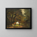 Interior forest painting with a small cow and a flock of sheep - Cornelis Johannes de Vogel — framed artwork on a wall