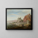 Coastal landscape painting with granite cliffs - Cornelis Johannesz Liefrinck — framed artwork on a wall