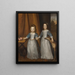 Portrait of Two Young Girls on a Terrace with Two Dogs, a Landscape Beyond - Cornelis Jonson van Ceulen — framed artwork on a wall