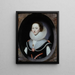 Portrait of a woman wearing a strawberry and a black dress - Cornelis Jonson van Ceulen — framed artwork on a wall