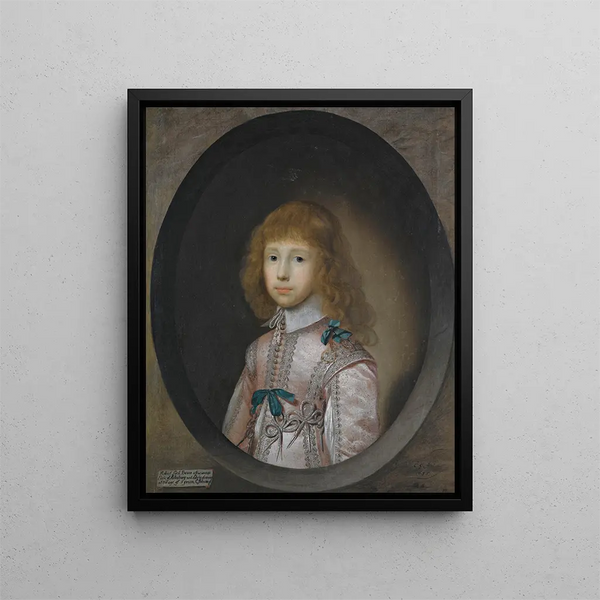 Portrait painting of Robert Lord Bruce, later 2nd Earl of Elgin and 1st Earl of Ailesbury 1626-1685 - Cornelis Jonson van Ceulen — framed artwork on a wall